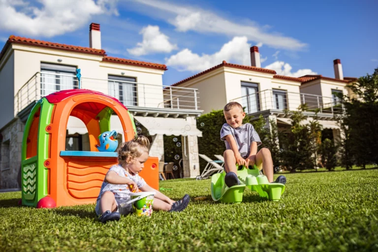 Playhouses in the garden of each villa for our little guests